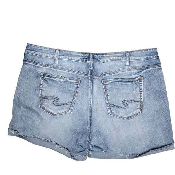 silver jeand co. boyfriend shorts rolled raw hem shorts light wash size 20 - Picture 2 of 4